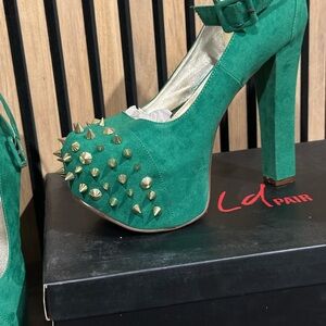 Wild Pair Green Studded Heels